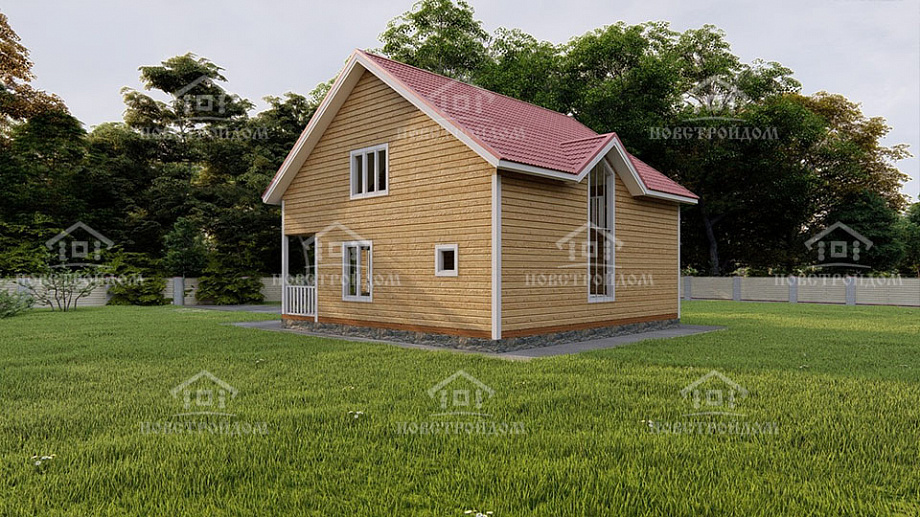 Каркасный дом в 1.5 этажа «Изяслав» 10х9 с террасой