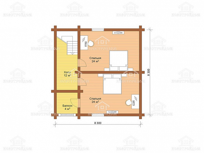 Двухэтажная изба «Калыгинское» 9х9